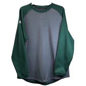 Adidas Men's Sz 2XL Gray/ GRN Sweatshirt W/ 3-Stripes & Logo Athleisure Pullover